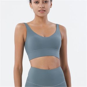 Kvinnor Seamless Yoga Vest Tee T-shirts Fashion Trend V-hals Skinny Sports Bra Kort Toppar Designer Kvinna Fitness Running Slim Sportswear Tshirt