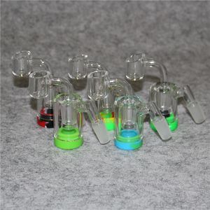 2 tum askfångare med 5 ml Silikonbehållare Reclaimer tjock Pyrex Ashcatcher för glasvattenbongs 14mm Joint 4mm Quartz Bangers