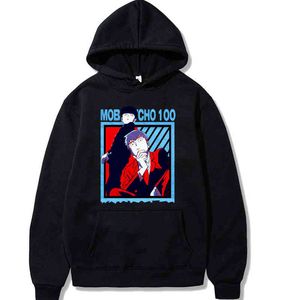 Mäns Hoodies Mob Psycho 100 Harajuku Unisex Hoodie Japansk Anime Rolig Tryckt Streetwear Fashion Casual Male's Sweatshirt H1227