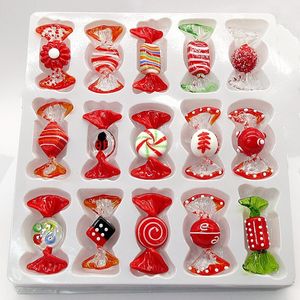 15 pcs Murano artesanal de vidro vermelho doce arte, enfeite de natal pingente sala de mesa mesa, decoração de casa acessórios, festa favores 201203