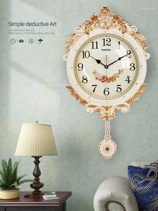 Orologi da parete Orologio europeo Altalena creativa Moda retrò muto Ampio soggiorno Camera da letto Quarzo Casa1