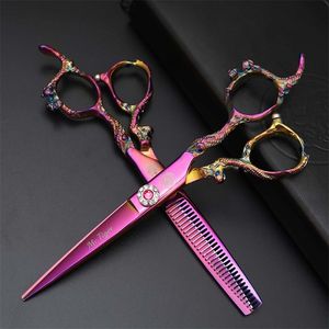 Japan Steel Hair Scissor 5.5 6.0 Professionell dressing s Gallring Barber Set Klippsalong Sax 220222