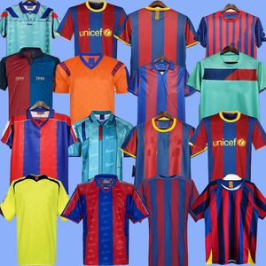 Barca 레트로 축구 유니폼 RONALDO STOICHKOV RONALDINHO 82-84 90-98 05-11 100th RIVALDO GUARDIOL A Iniesta Messi XANI old calssical Shirt 축구 유니폼 FCB