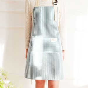 Fashion Stripe Kitchen Apron Woman Antifoul Cooking Aprons Accessories Cotton Linen Bibs Cafe Restaurant Flower Shop Overalls WLY BH4598