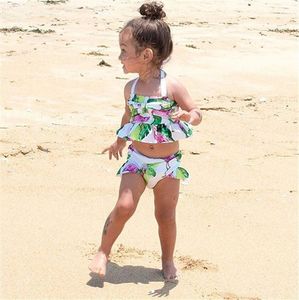 Criança criança bebê menina biquinis flamingo tankini swimwear swimsuit biquíni conjunto maiô ly167