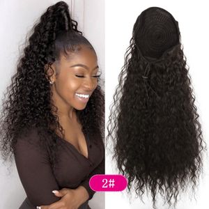 Drawstring Puff Long Kinky Afro Curly Penytail Mänsklig Afrikansk Amerikansk Brasiliansk Remy Hair Extension Ponytails Clip In Hairstiece 160g 4Colors Diva1