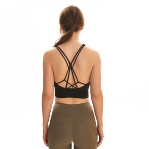 Yoga Sports Bra Tank Camis Nude Skin-Vänlig Stötskyddad Support Vest Running Fitness Gym Kläder Kvinnor Solid Workout ActiveWear Underkläder