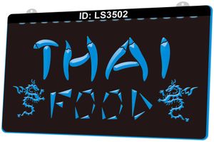 LS3502 Thai Food Restauracja Grawerowanie 3D LED Sign Light Sign Hurt Speety