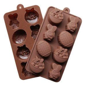 Paskalya Silikon Fondan Kalıpları 8 Izgara 3D DIY Bunny Paskalya Yumurta Şekilleri Çikolata Jöle ve Şeker Kalıp