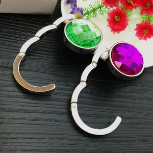 Hooks & Rails Practical Portable Folding Table Desk Hanging Clip Crystal Alloy Purse Handbag Bag Hanger Hook Holder1