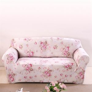 Flores cor-de-rosa Sofá sofá Capas para sala de estar LoveSeat Spandex Sofá Slipcovers Universal Stretch Mobertura Capas Plush 201222