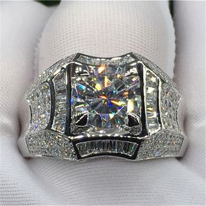 14 -karatowy złoto 3 karaty diamentowe pierścionek dla mężczyzn Rock 14K Złota Biżuteria Anillo Silver 925 Biżuteria Pierścienie