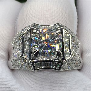 14 كيلو الذهب 3 خاتم الماس لرجال الصخور 14K الذهب المجوهرات Anillo Silver 925 حلقات مجوهر