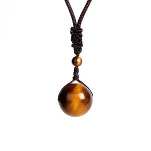 Wholesale royal necklaces resale online - Pendant Necklaces Natural Royal Tiger Eye Bead Woman Transfer Good Luck Beads Necklace Amulet Rope Chain Handmade Jewelry Gift