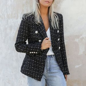 手作りの高級ウールのジャケットの女性ヴィンテージ二重抽選ハンドスチョウのウールスーツコートza veste outwearカーディガンドロップシップ10 T200111