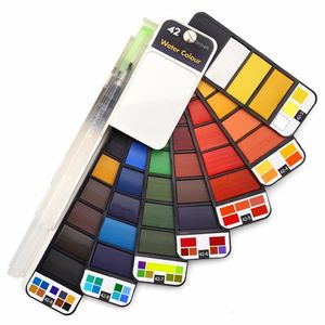 Promozione Dropshipping 18/25/33/42 colori Set di pittura ad acquerello solido con penna a pennello ad acqua Pigmento per acquerello per disegnare fornitori di arte 201226