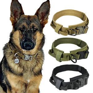 Dog Collar Nylon Adjustable Military Tactical Dog Collars Control Handle Training Pet Dog Cat Collar Pet Products Q1119