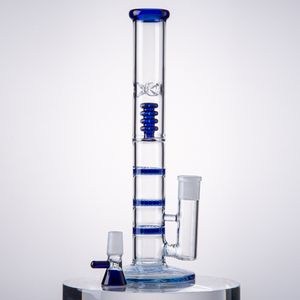 CLEAR RAINT TUBE HOLOKAHS Glass Bong Triple Combs Percolator Oil DAB Rigs Birdcage PERC 18mm Joint Water Pipes med skål