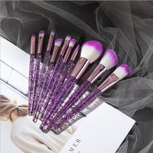 Professional Makeup Brush Set Crystal Handle Quicksand Liquid Make-up Brush Set With 10 Sets Of Face Makeup Tools Juego De Brochas De Maquillaje Profesional