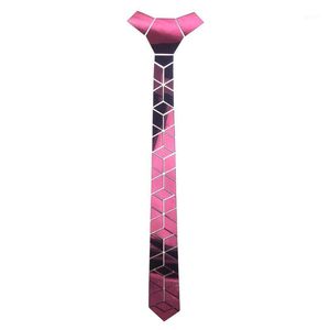 Krawatten Acryl Spiegel Männer Glänzende Krawatte Modeschmuck Rosa Dünne Diamant Plaid Geometrische Schlanke Bling Bling1