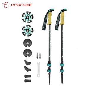 195g / pc Carbon Fiber Extern Quick Lock Trekking Pole Vandring Kollapsibel Stick Nordic Walking Shootwn Crutch Senderismo 220104