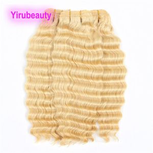 Extensões de cabelo humano indiano loiro 10 pacotes Yirubeauty Pacote de ondas profundas por atacado dez peças 10-30 polegadas 613#