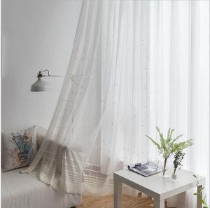 Sheer Perdeleri İşlemeli Beyaz Pencere Ekran Perde Bez Oturma Odası Yatak Odası Polyester Pamuk Tedavileri Özelleştirme
