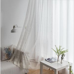 Sheer Curtains Haftowane białe okno Zasłona Zasłona Tkaniny Salon Sypialnia Poliester Zabiegi bawełniane Dostosowywanie