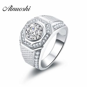 Anceinyhi design de luxo 2 carat sona anel de noivado vintage homem na moda esportes anel de casamento genuíno 925 esterlina prata y200106