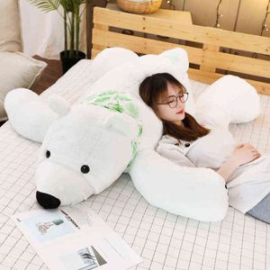 60/75/100CM Giant Polar Bear Plush Toy Soft Cartoon Animal Cute Teddy Bear Stuffed Doll Long Pillow Cushion Kids Christmas Gift AA220314