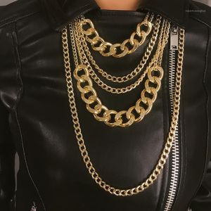 Wholesale layered gold chain necklaces resale online - Chains Gold Chain Simple Punk Hip Hop Necklace Women Multi layer Tassel Handmade Party Jewelry1