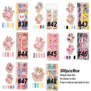 NAF011 500PCS BOX Candy Color False Nail Tips Full Cover Matte Coffin Ballerina Fake Nails tips DIY Manicure Nails Extension Tools