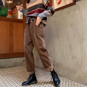 ever Fashion High Waist Corduroy Pant Vintage Oversize Wide Leg Trousers Female Casual Loose Streetwear Pants Woman 220226