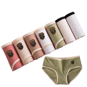 7Pcs/Set Cotton Underwear For Woman Sexy Panties Underpants Women's Briefs Girls Lingeries Solid Color Panty Plus Size Intimates 211222