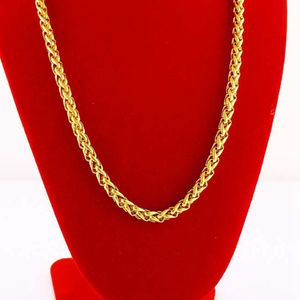 Declaração de jóias de ouro 18k amarelo Cheio Cadeia bizantina Men Acessórios de Moda Mulheres Necklace Para