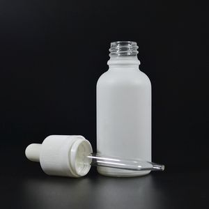 30ml Matt Vit Glas Dropper Flaskor Tinktur Hårolja Behållare med Glas Dropper Mått Matt Bröstvårta Barn Safty