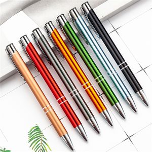 Metal ball pen press type student prize creative small gift metal pen advertising pen aluminum rod 14 colors T3I51625