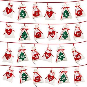 Christmas Decorations 24 Days Advent Calendar Gift Bags DIY Countdown Calendar for Home Wall Hanging Decor JK2011XB