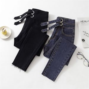 Vintage Anne Fit Yüksek Bel Kot Elastik Femme Kadınlar Yıkanmış Siyah Denim Skinny Jeans Kadın Klasik Kalem Pantolon Artı Boyutu LJ200808