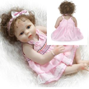 57cmの全身シリコーンの生まれ変わった人形の女の子の人形風呂のおもちゃ手根の巻き毛のおもちゃ