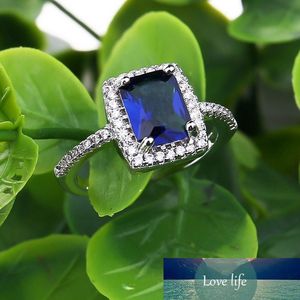 New Ring Big Square Sky Blue Green Stone Rings for Women Jewelry Wedding Engagement Gift Luxury Valentine's Day