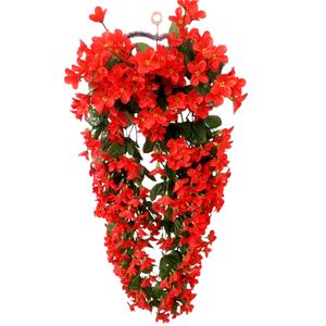 Fioletowy Zielony Roślina Sztuczny Kwiat Wystrój Symulacyjny Wall Wiszący Kosz Kwiat Orchidea Fałszywy Kwiat Home Decor Party Supplies HHD4767