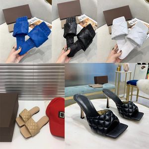 Designer Women Sandal Summer Leather Slippers Mesh Stitching Shoes Match Stylist Shoes Metal Square Toe Sandals Lambskin Flip Flops With Box