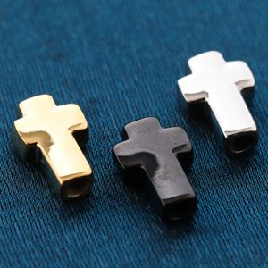 New Popular DIY Jewelry Making Metal Charms Gold/Silver/Black Plated Stainless Steel Smooth Surface Cross Beads