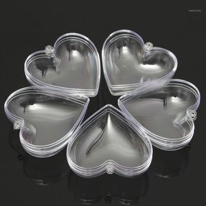 Confezione regalo all'ingrosso - Stile caldo Elegante 5 pezzi / set Ornamento a forma di cuore con sfera trasparente Ornamento universale per palline trasparenti Decorazioni per feste di nozze