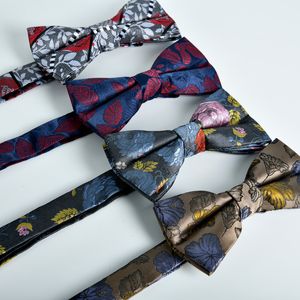 Brudgummen slipsar fluga platt huvud mäns bröllop dubbel design paisley jacquard bowtie