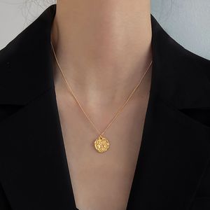 Fashion Coin Pendants 925 Silver Necklace Jewelry Minimalism Chocker Kolye Vintage Collier Bijoux Femme Women Golden Necklace Q0531