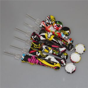 Mini Tool Fajing Tool Silício Kit de tubo de néctar com ponta de quartzo de 14 mm para cachimbos de mão de água de água de vidro