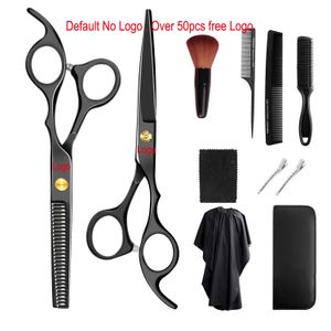 CB009 Privat Logo Professionell 11PCS Frisör Shears Set Hair Sax Frisör Tunna Saxar Kam För Salong Tillbehör Använd