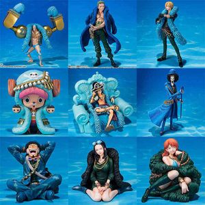 One Piece Figura Anime 20º aniversário Ver. Luffy Zoro Chopper Sanji Robin Franky Usopp Nami Brook Figura de ação PVC modelo Toy AA220311